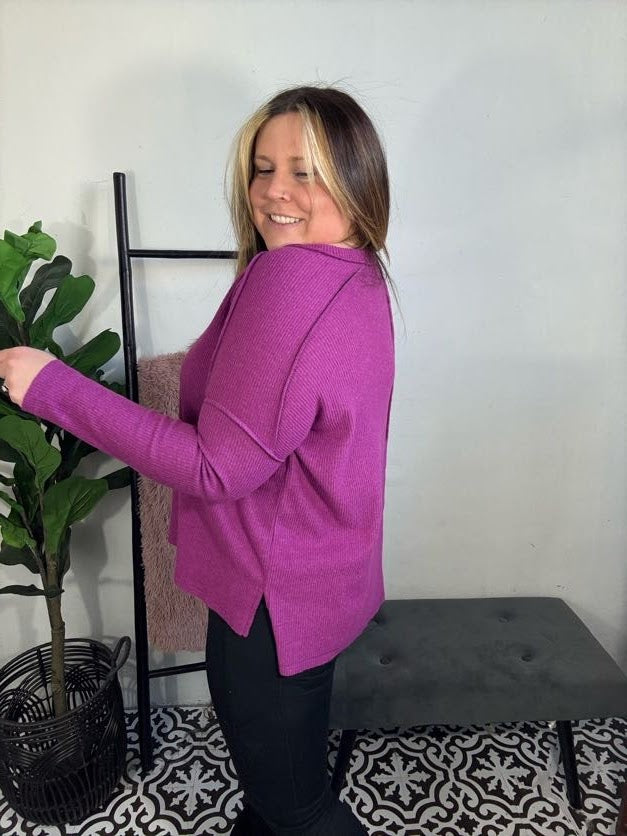 Plum Brushed Cozy Sweater