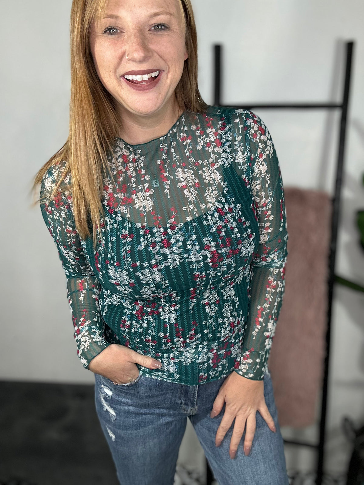 Holly Floral Print Sheer Top