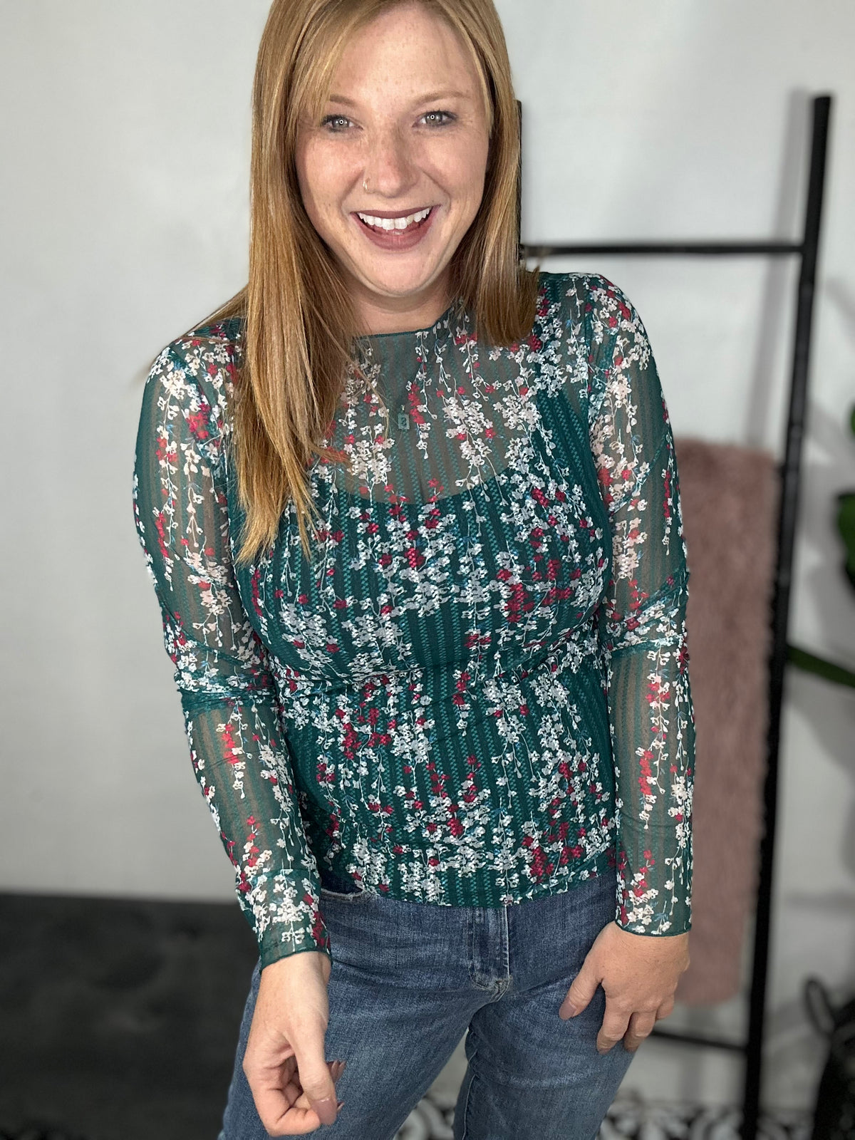 Holly Floral Print Sheer Top