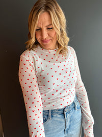 Red Hearts Mesh Top