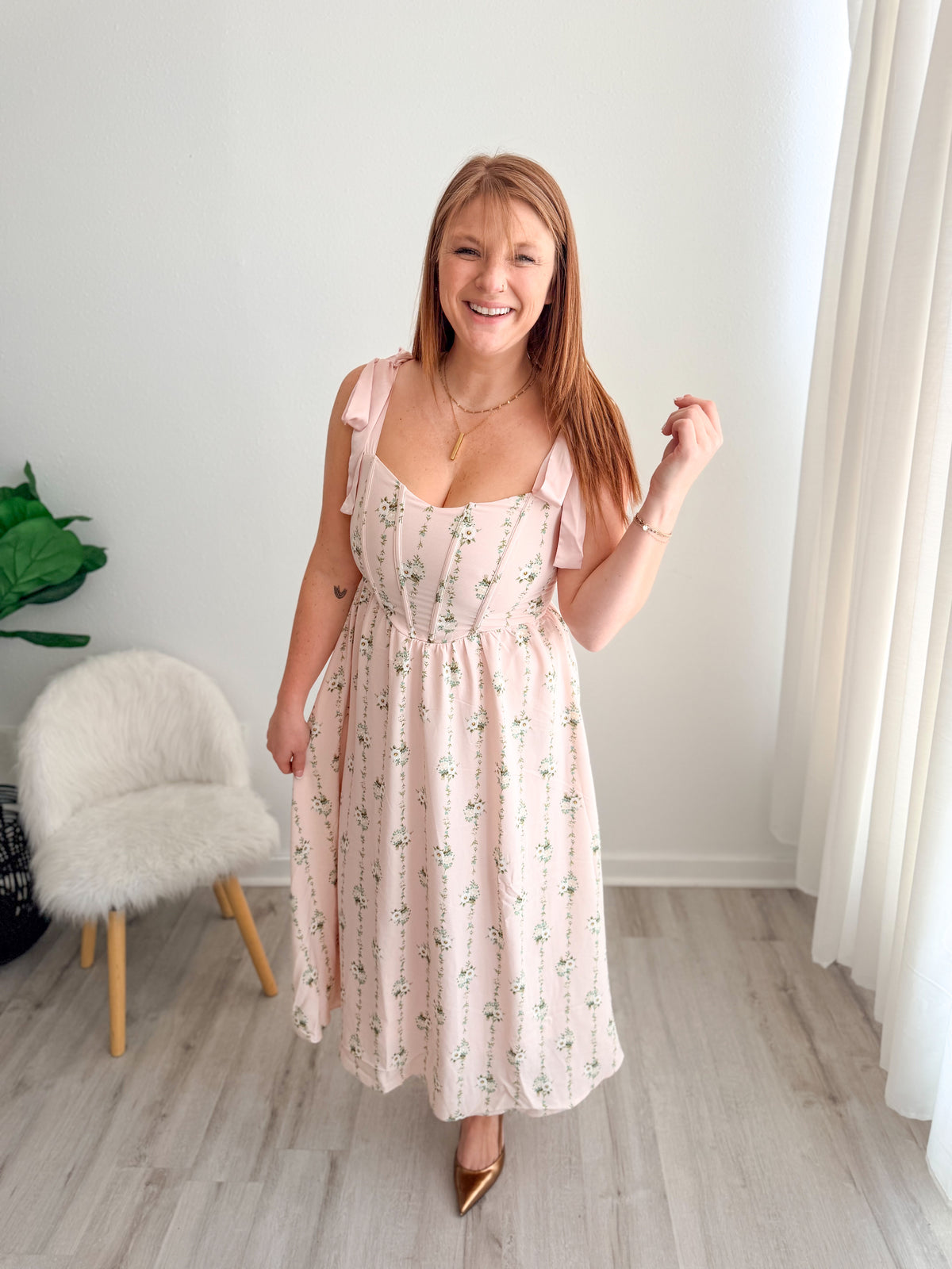 Striped Floral Tie Dress