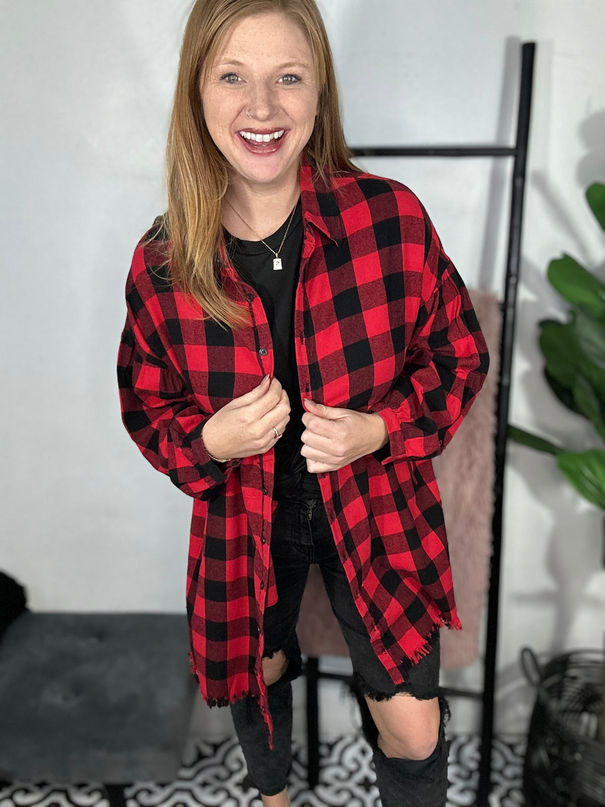 Red Buffalo Check Button Up