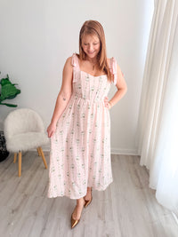 Striped Floral Tie Dress