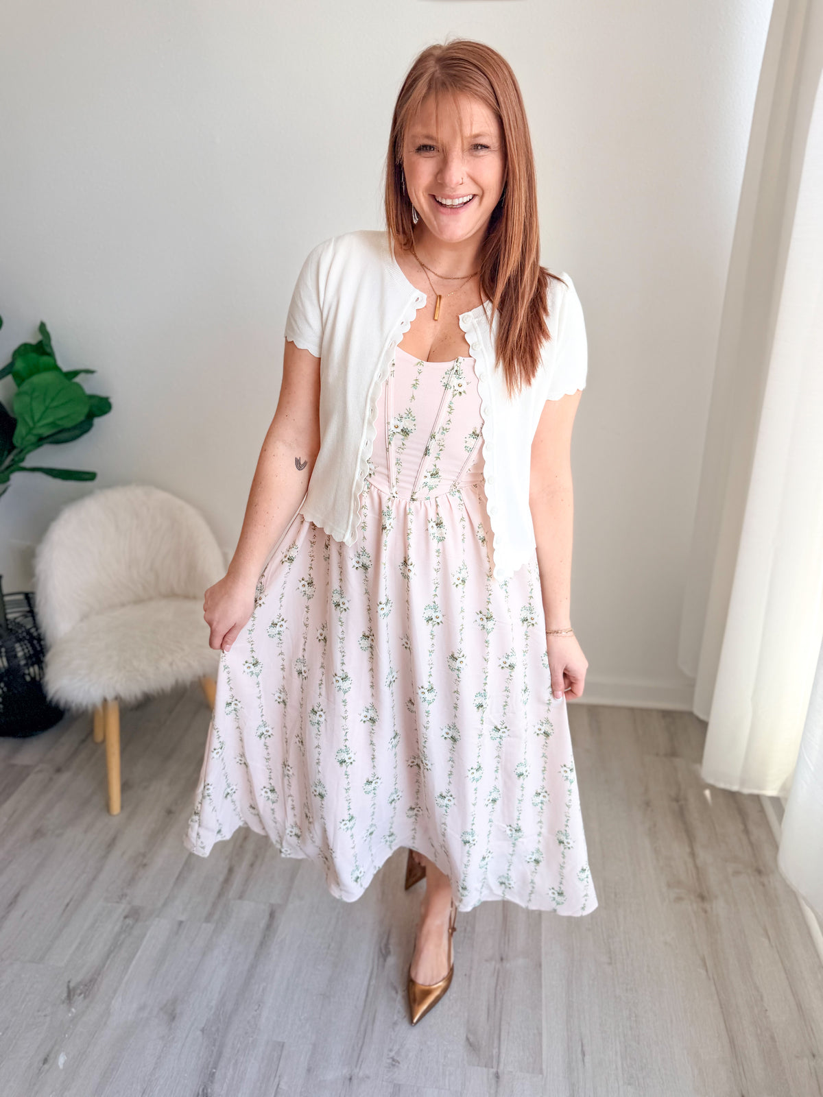 Striped Floral Tie Dress