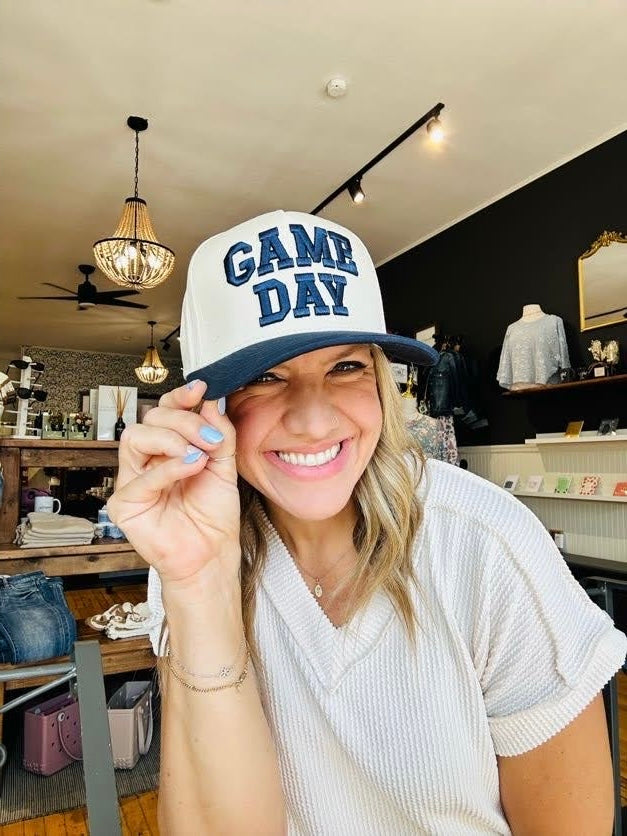 Navy Game Day Embroidered Trucker Hat- NR