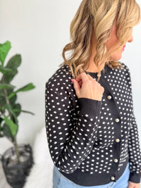 Pearl Accent Polka Dot Cardigan