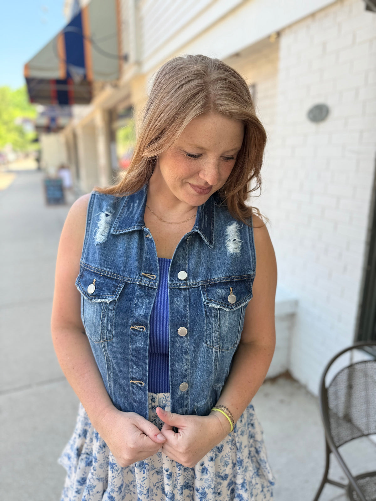 Kimberly Distressed Jean Vest
