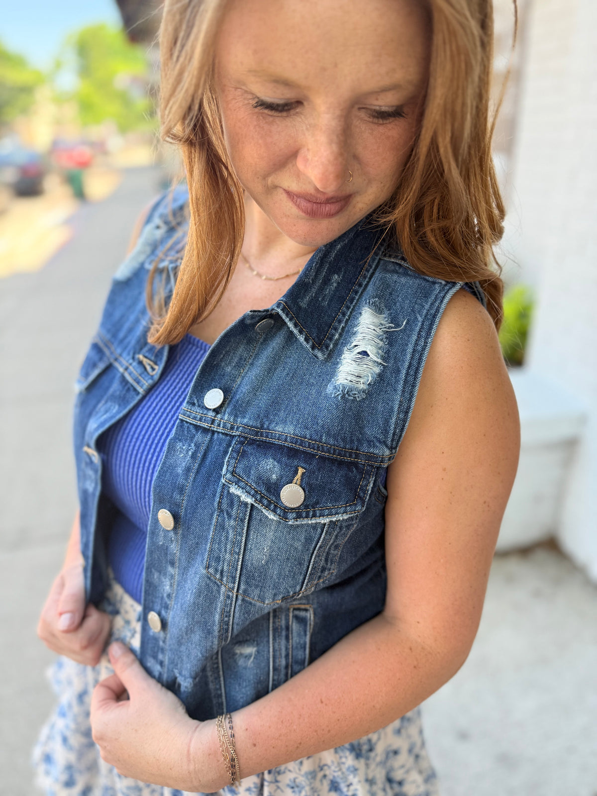 Kimberly Distressed Jean Vest