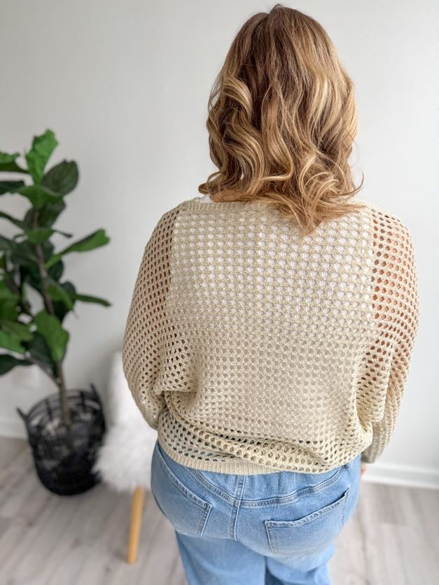 Netted Taupe Long Sleeve