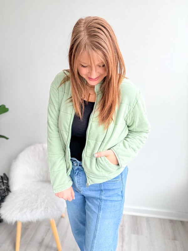 Soft Sage Quilted Jacket
