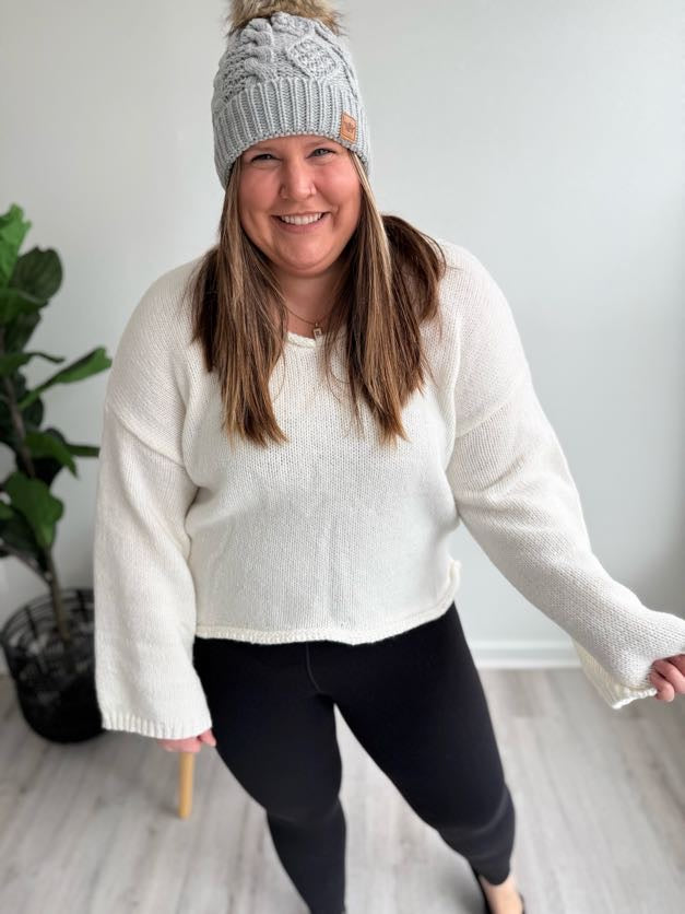 Soft Ivory Flare Sleeve Sweater