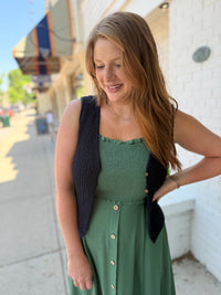 Navy Open Knit Vest