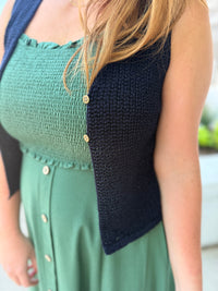 Navy Open Knit Vest