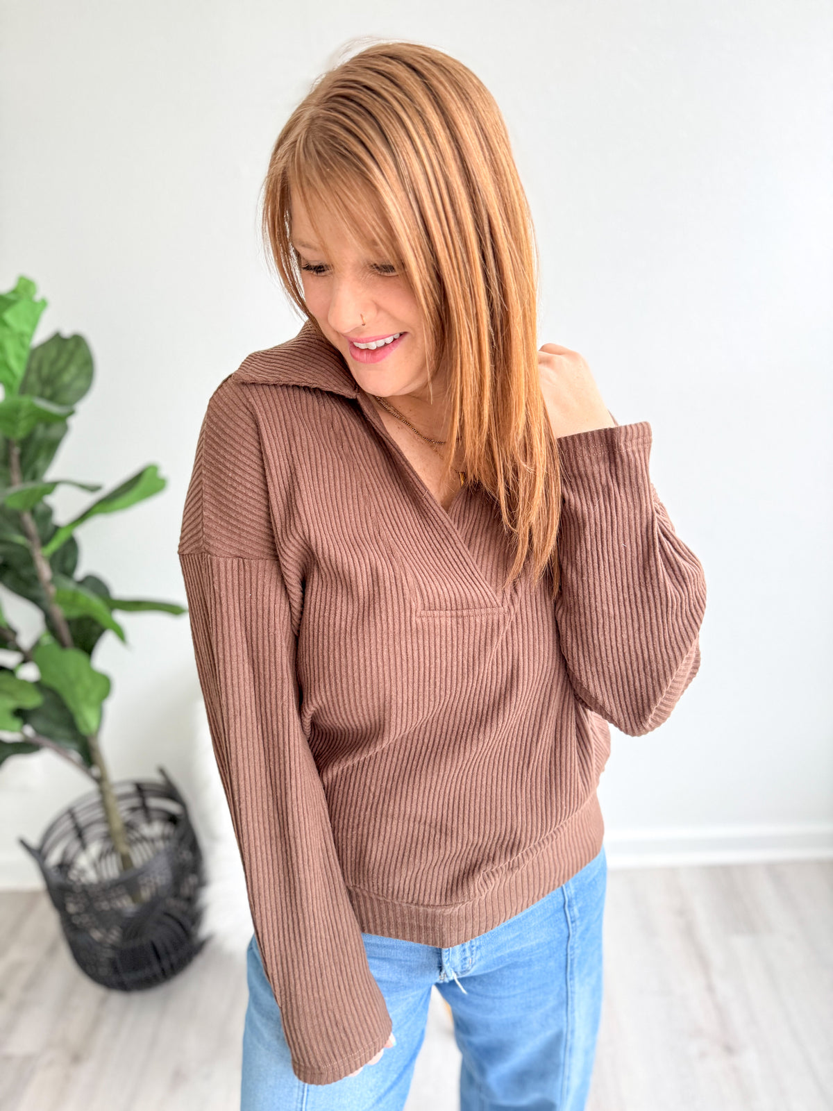 Cocoa Comfort Ribbed Top