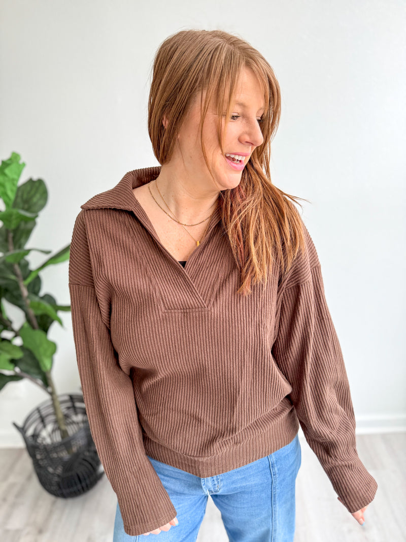 Cocoa Comfort Ribbed Top