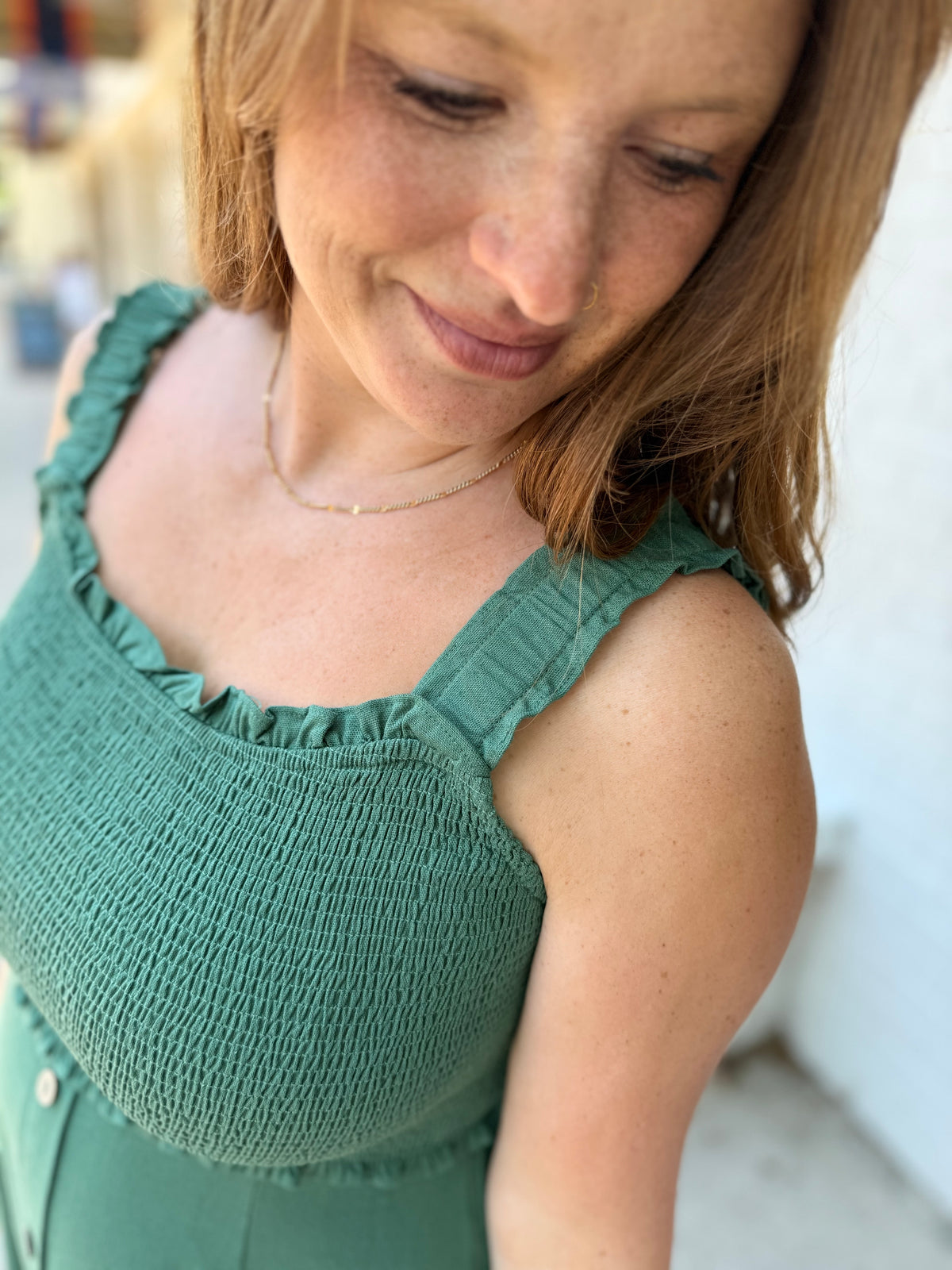 Moss Button Down Midi Dress