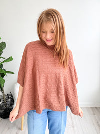 Chestnut Haven Cable Knit Poncho