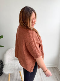 Chestnut Haven Cable Knit Poncho