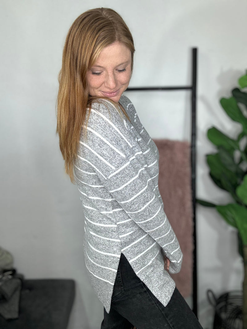 Betty Grey & White Soft Sweater - NC