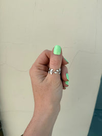 Ivory Leaf Adjustable Silver Ring