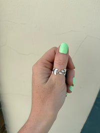 Ivory Leaf Adjustable Silver Ring