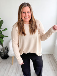 Cream Ribbed Tunic Top