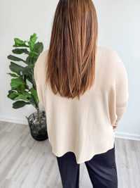 Cream Ribbed Tunic Top