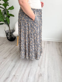 Gray Floral Maxi Skirt
