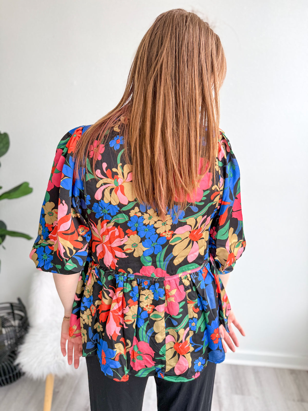 Bold Floral Peplum Blouse