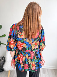 Bold Floral Peplum Blouse