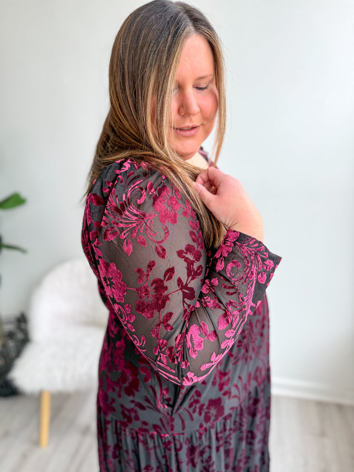 Burgundy Velour Dress