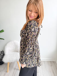 Deep Floral Babydoll Top*