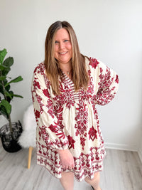 Burgundy Blossom Boho Dress
