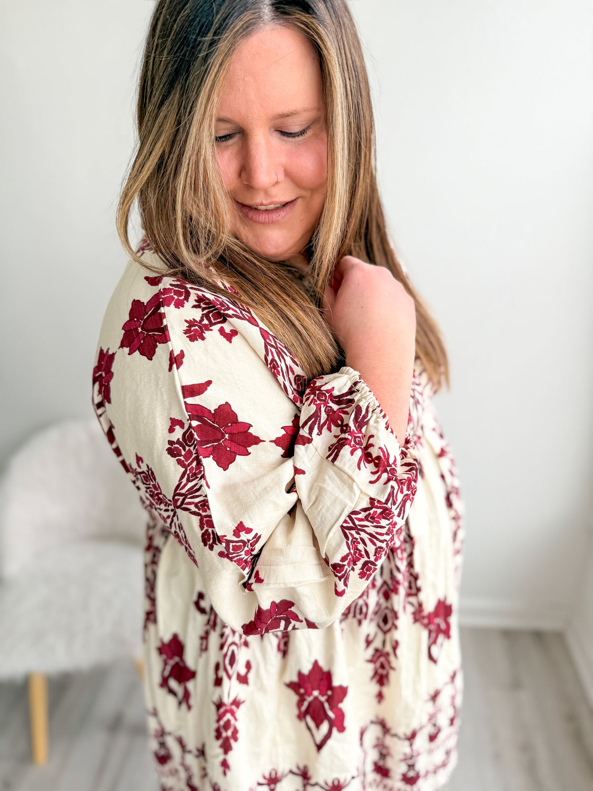 Burgundy Blossom Boho Dress