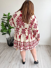 Burgundy Blossom Boho Dress
