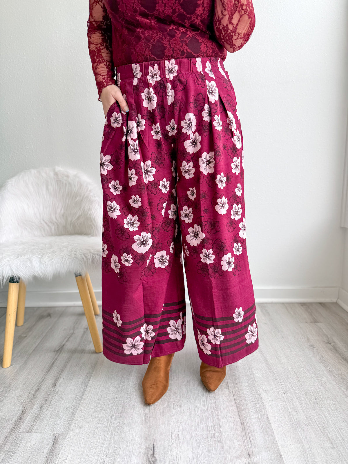 Cherry Blossom Wide Leg Pants