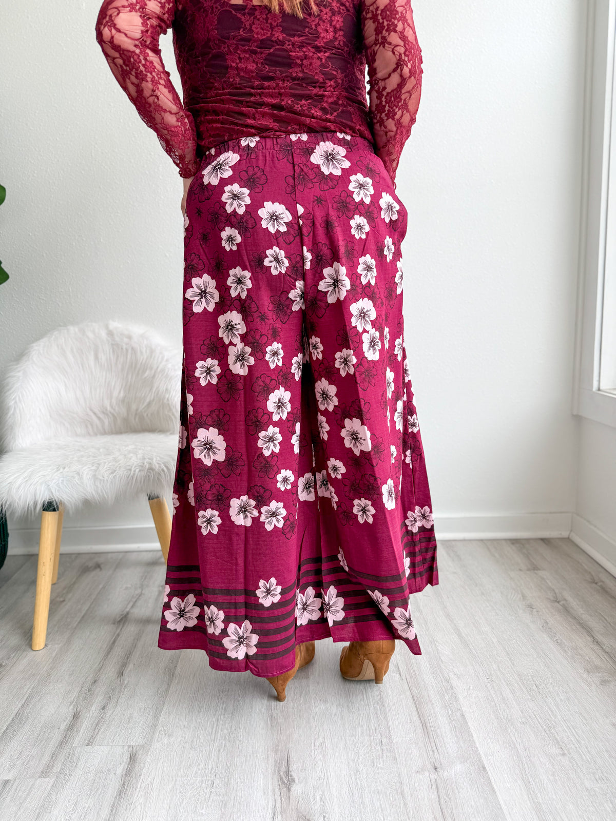 Cherry Blossom Wide Leg Pants