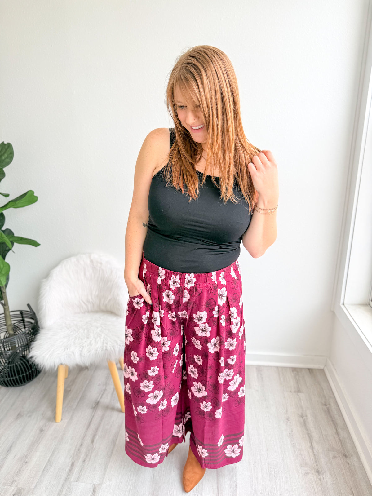 Cherry Blossom Wide Leg Pants