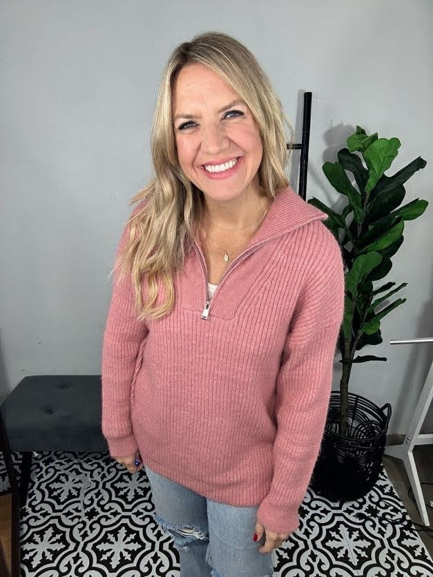 Blush Cozy Quarter Zip