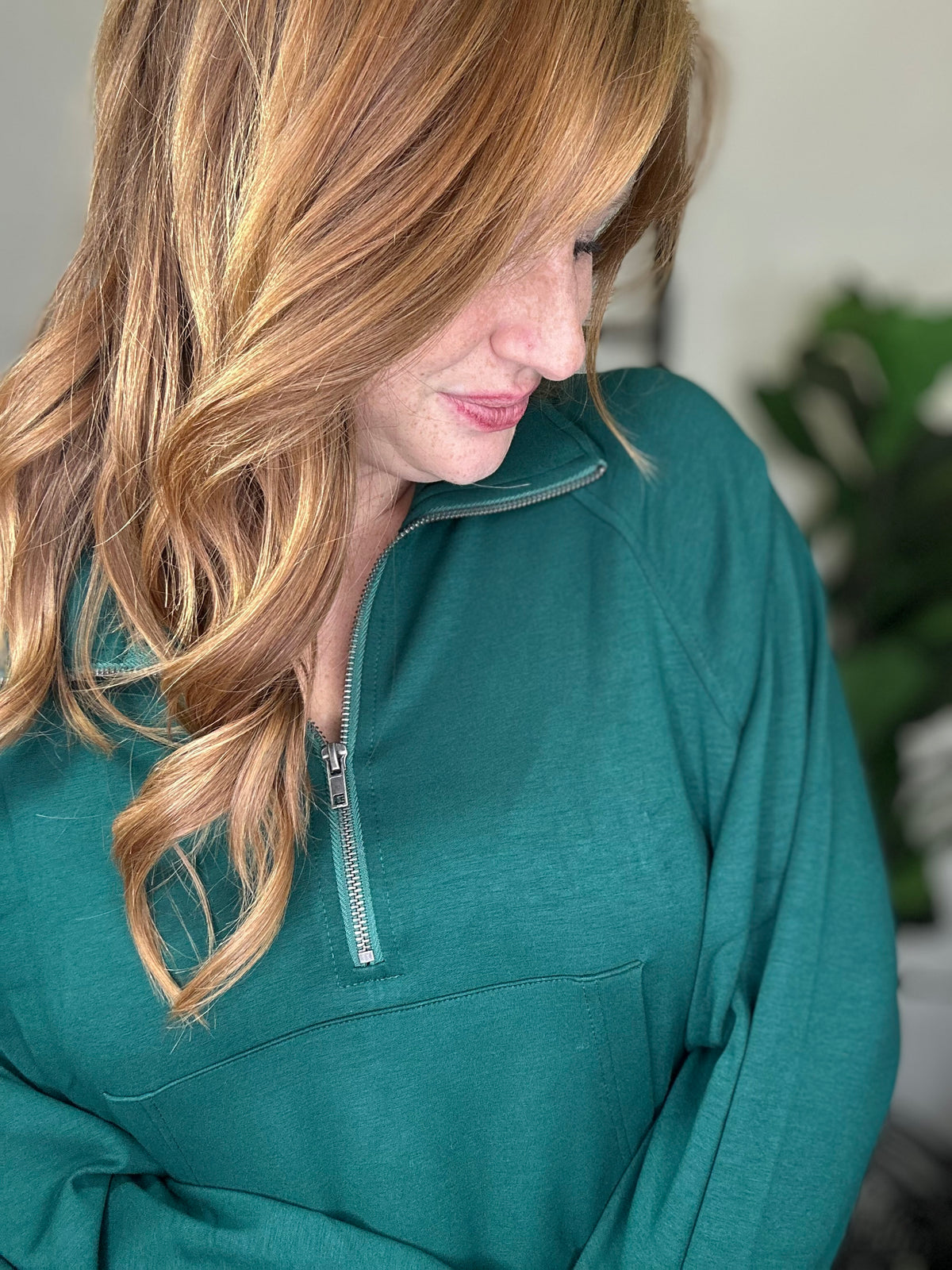 In The Clouds Dark Green Quarter Zip