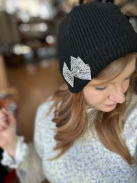 Sparkle Bow Black Hat