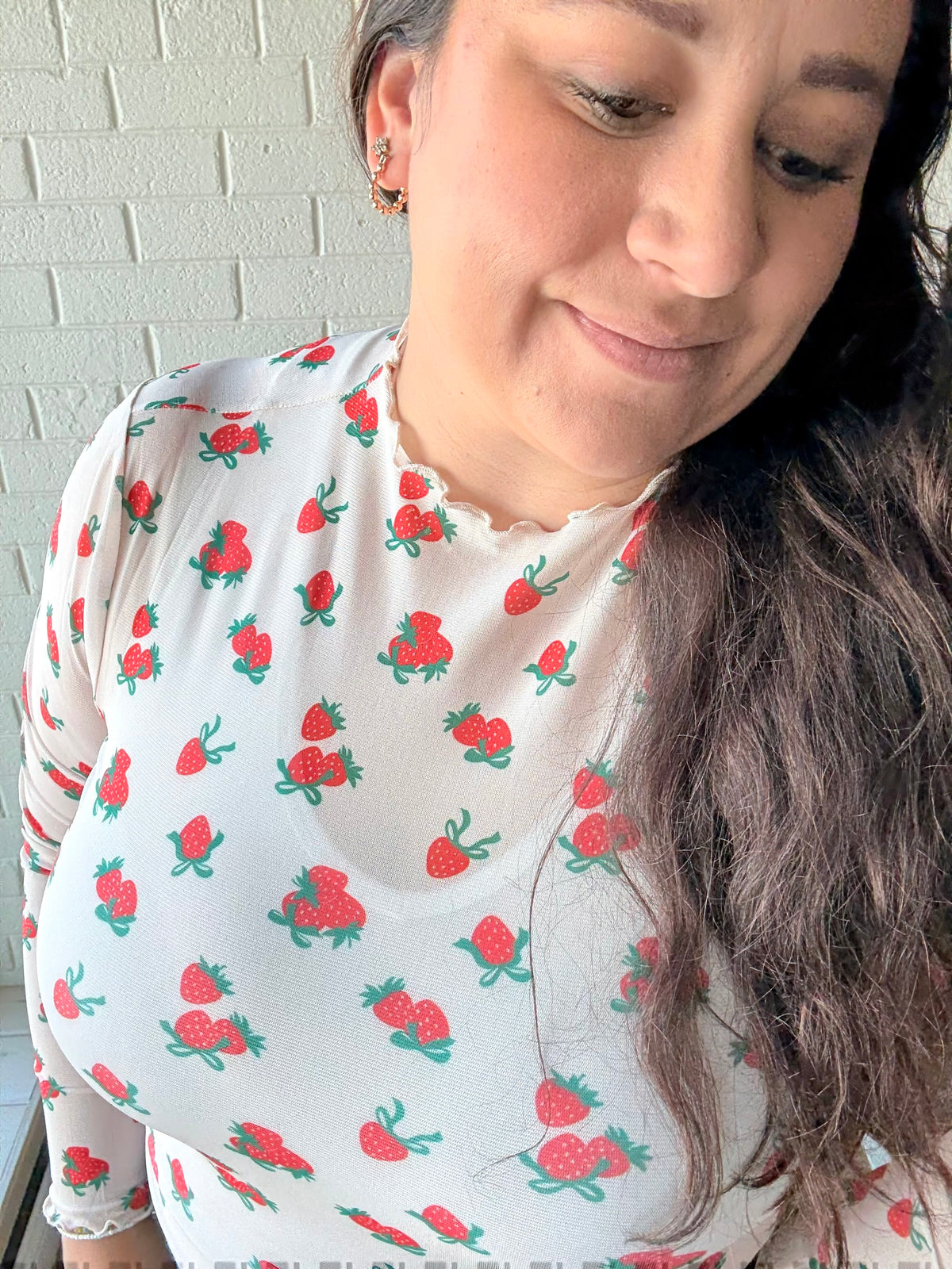 Strawberry Mesh Top - Ivory