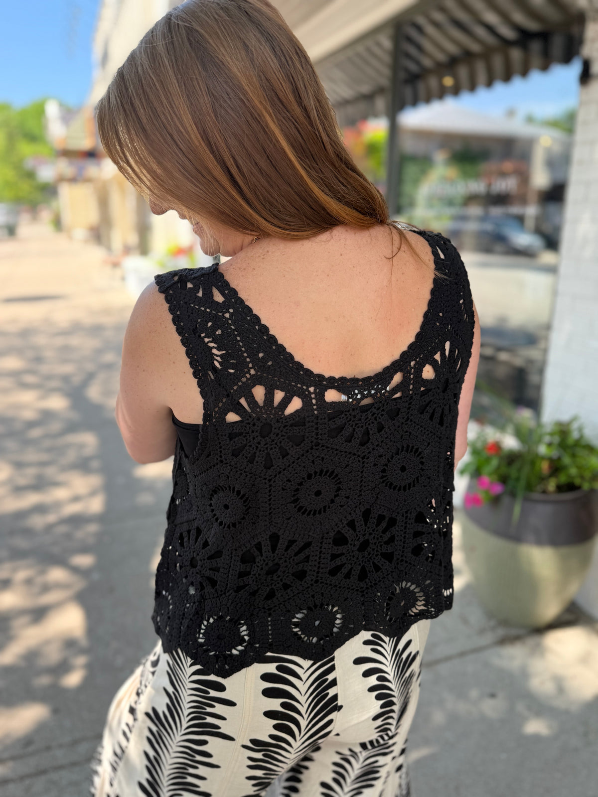 Crochet Tank Top Overlay - Black