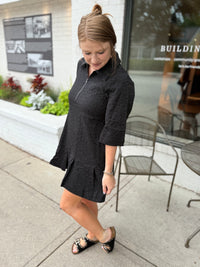 Black Floral Zipper Dress
