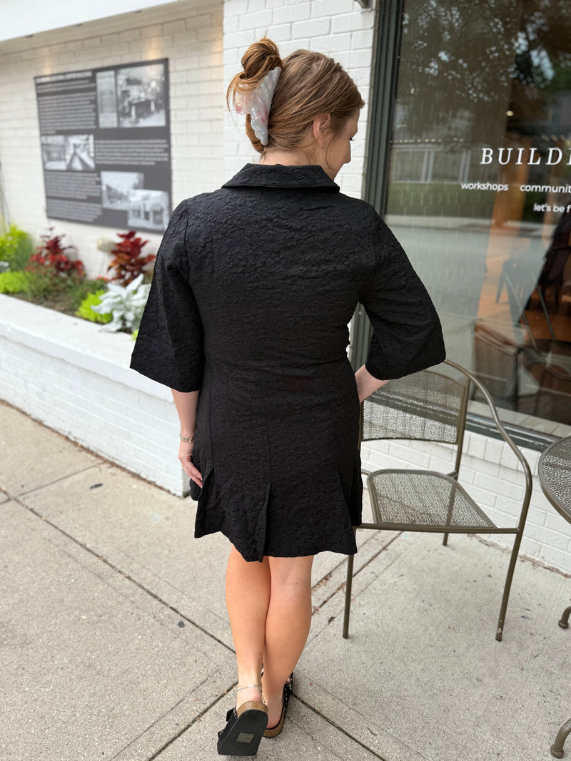 Black Floral Zipper Dress