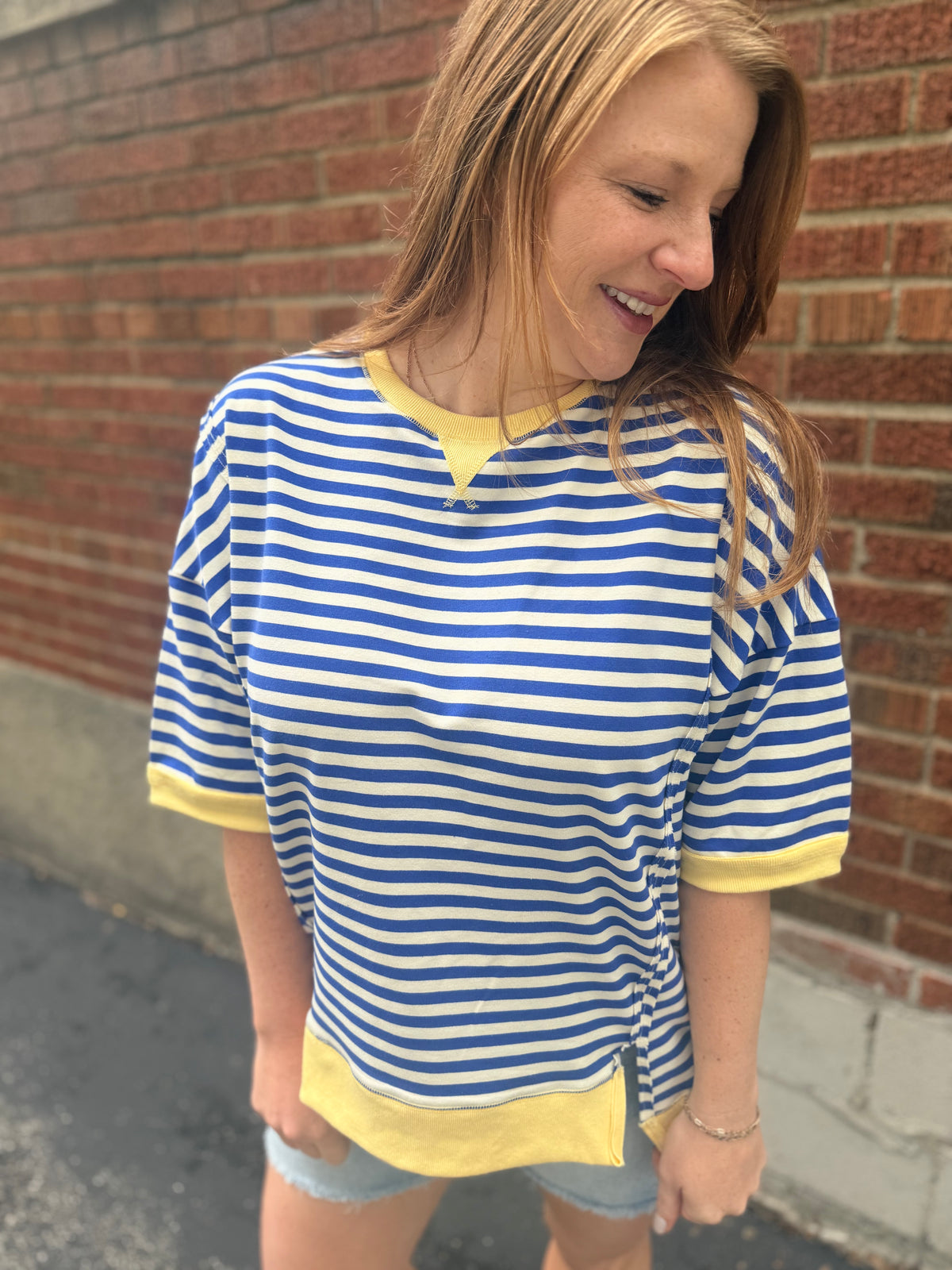 Riviera Stripe Oversized Casual Knit Top