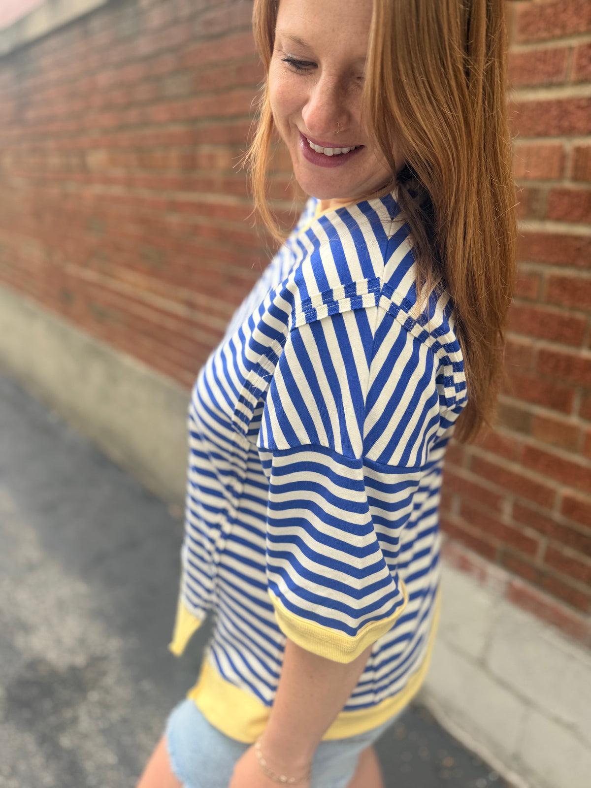 Riviera Stripe Oversized Casual Knit Top