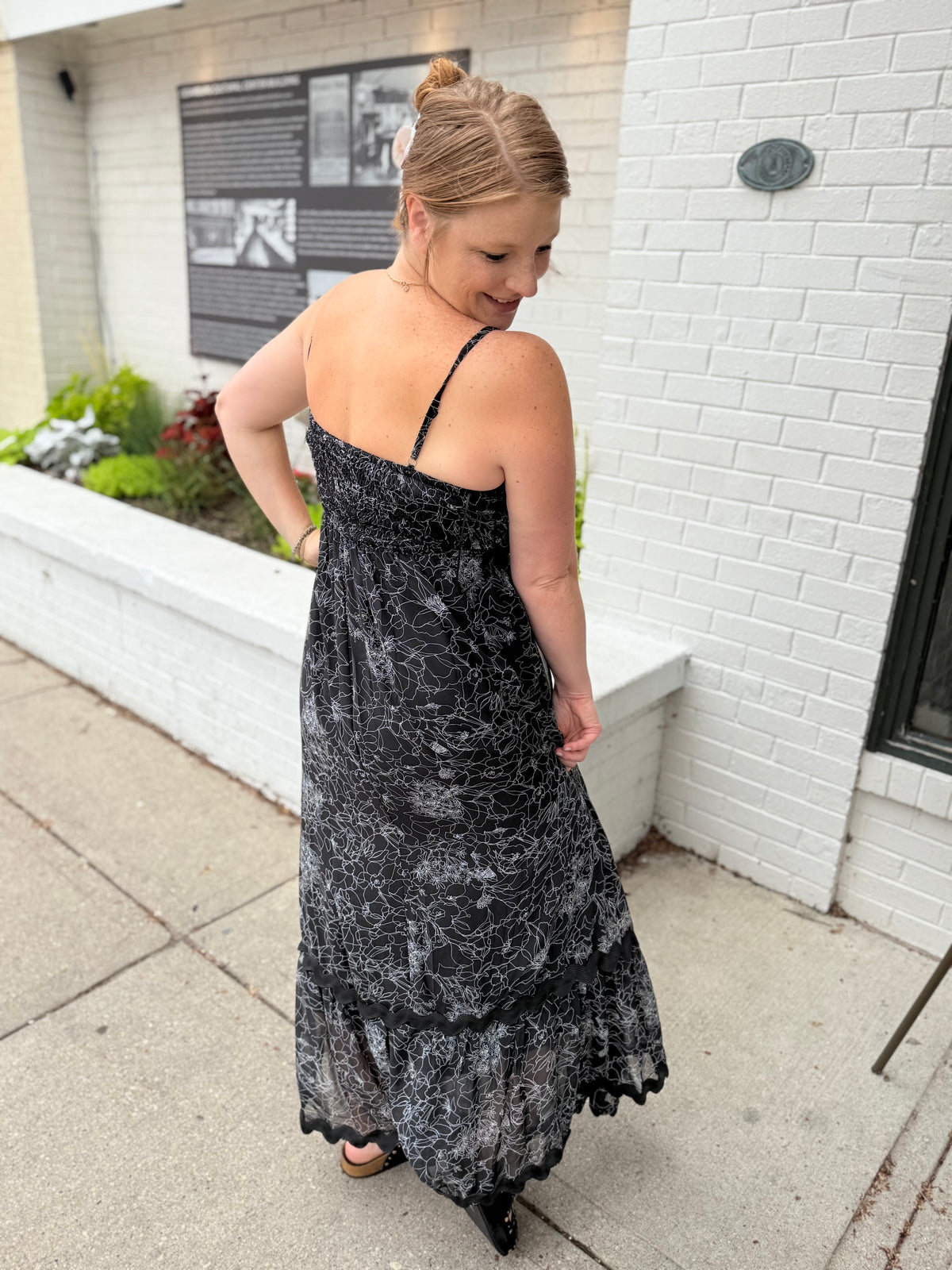Black Floral Ric Rac Maxi Dress