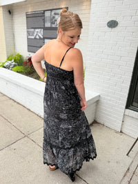Black Floral Ric Rac Maxi Dress