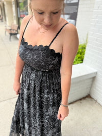 Black Floral Ric Rac Maxi Dress